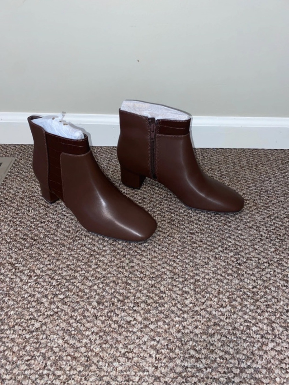 Autumn Brown Ankle Booties with Block Heel